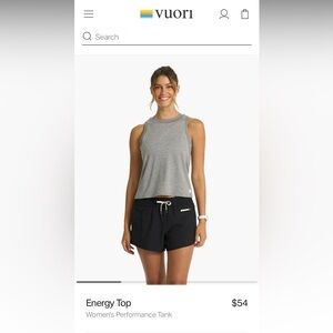 Vuori Energy Top Women's Performance Tank in Grey, Size S